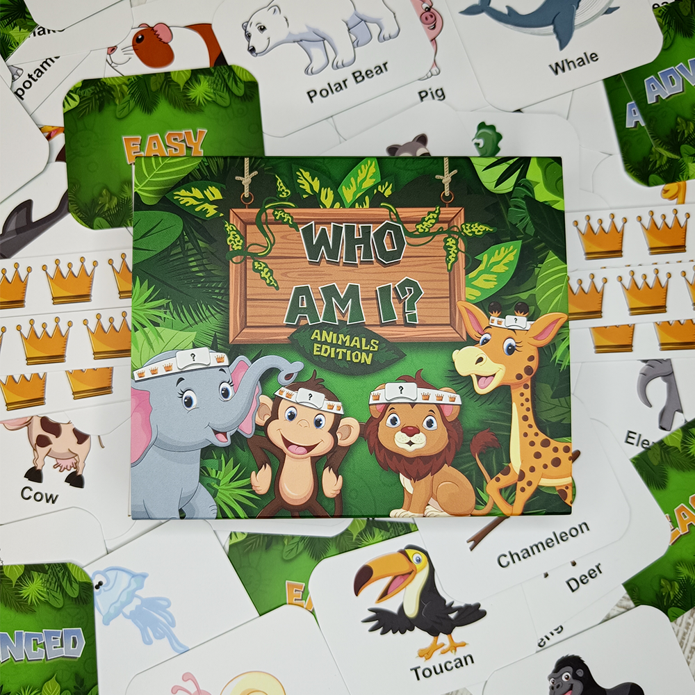 Who Am I? Funny Guessing Game for Kids and Families, Animal Edition, Birthday, Travel Game, For Boys and Girls