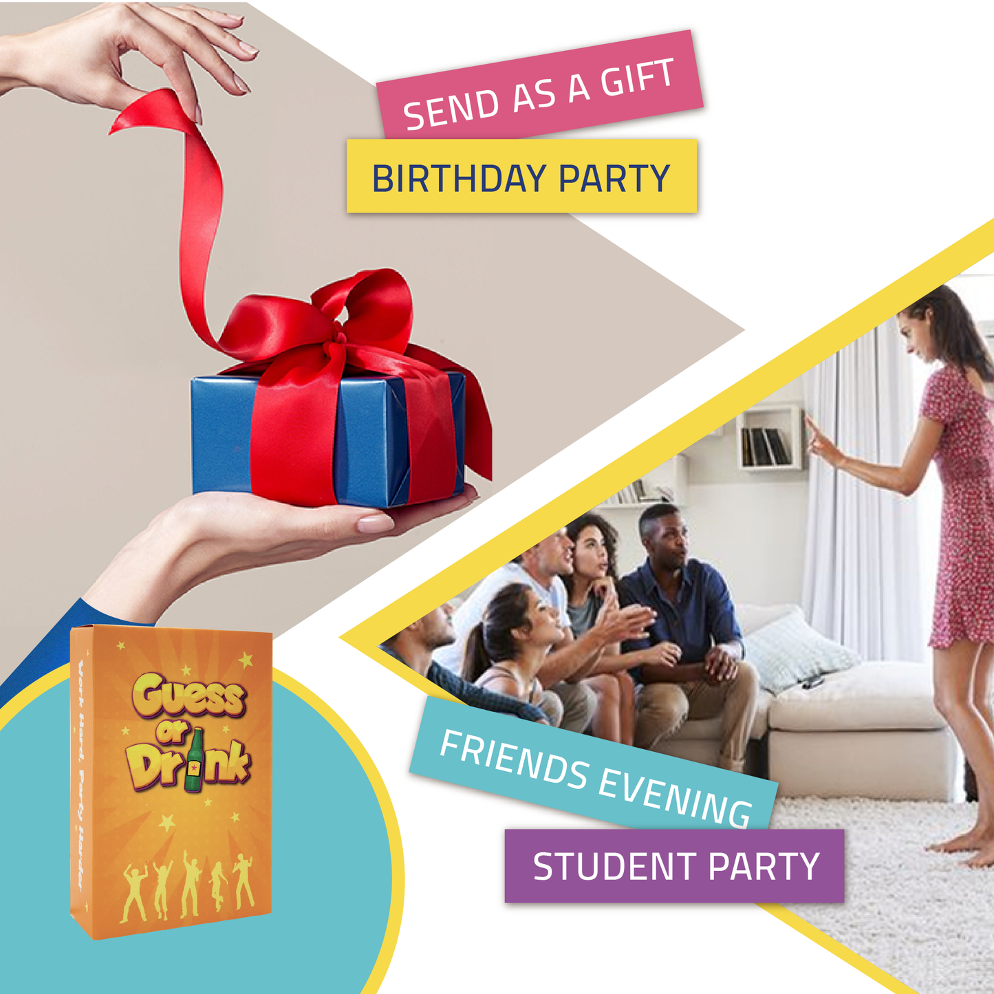 Guess or Drink - 4-10 Players Charades Game Easy to Play For Adults Party Card Game Brutal And Funny Hen Gift Fun Game For Birthday Or Dinner Party