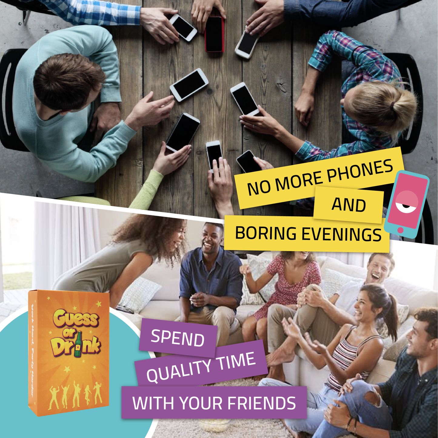 Guess or Drink - 4-10 Players Charades Game Easy to Play For Adults Party Card Game Brutal And Funny Hen Gift Fun Game For Birthday Or Dinner Party