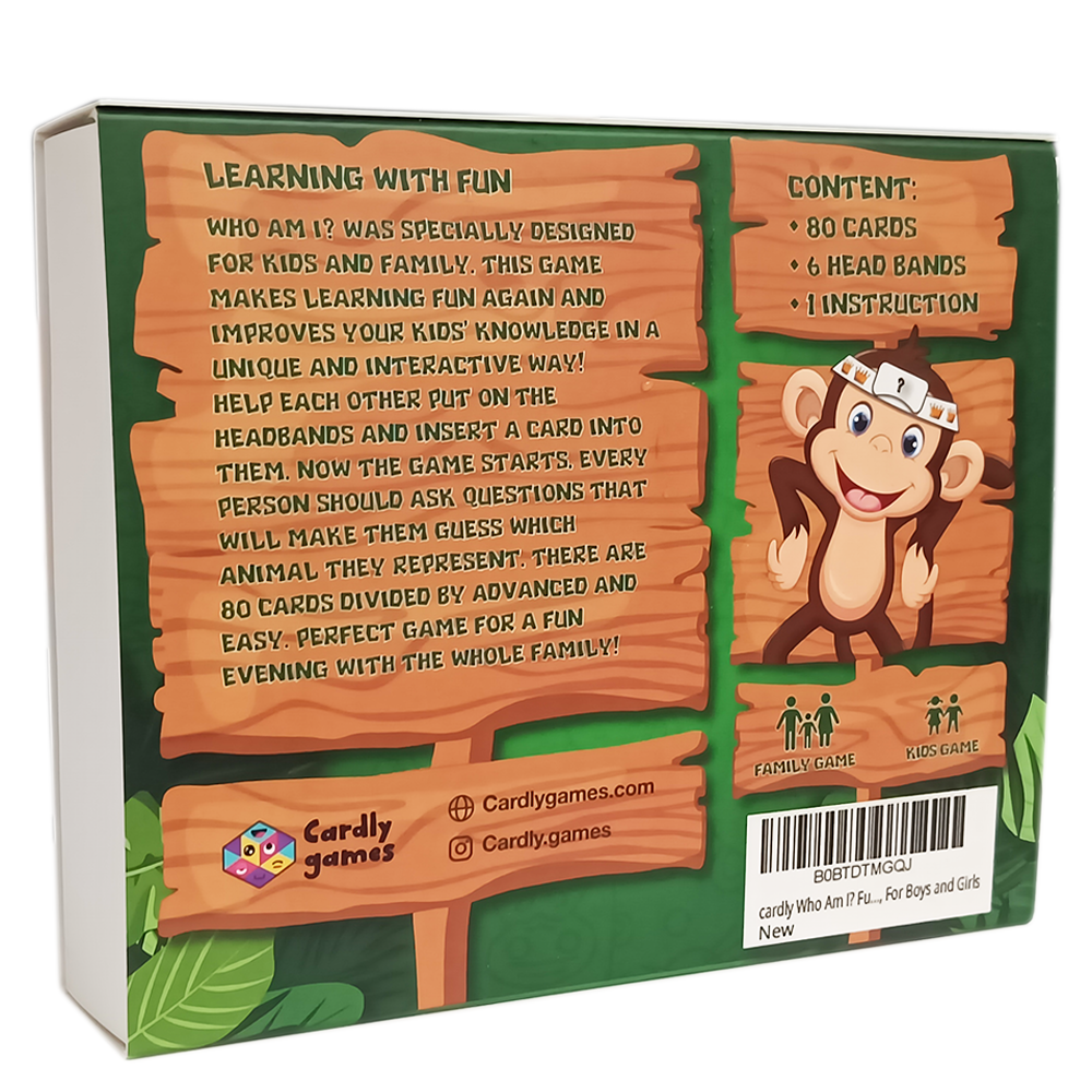 Who Am I? Funny Guessing Game for Kids and Families, Animal Edition, Birthday, Travel Game, For Boys and Girls