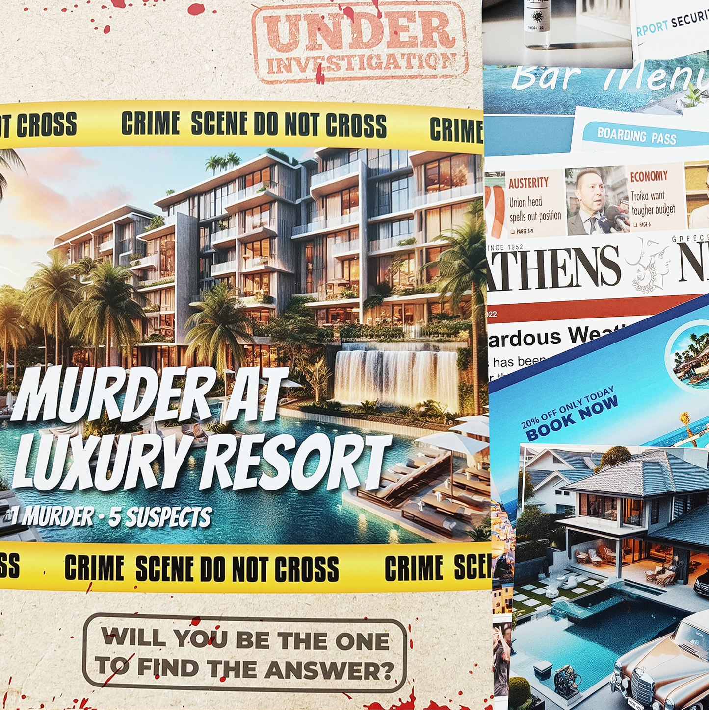 Unsolved Murder Mystery Game "Murder At Luxury Resort"