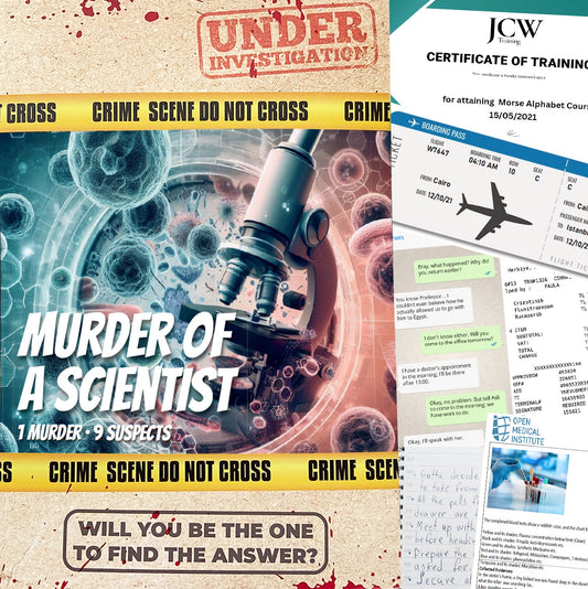 Unsolved Murder Mystery Game "Murder of a Scientist"