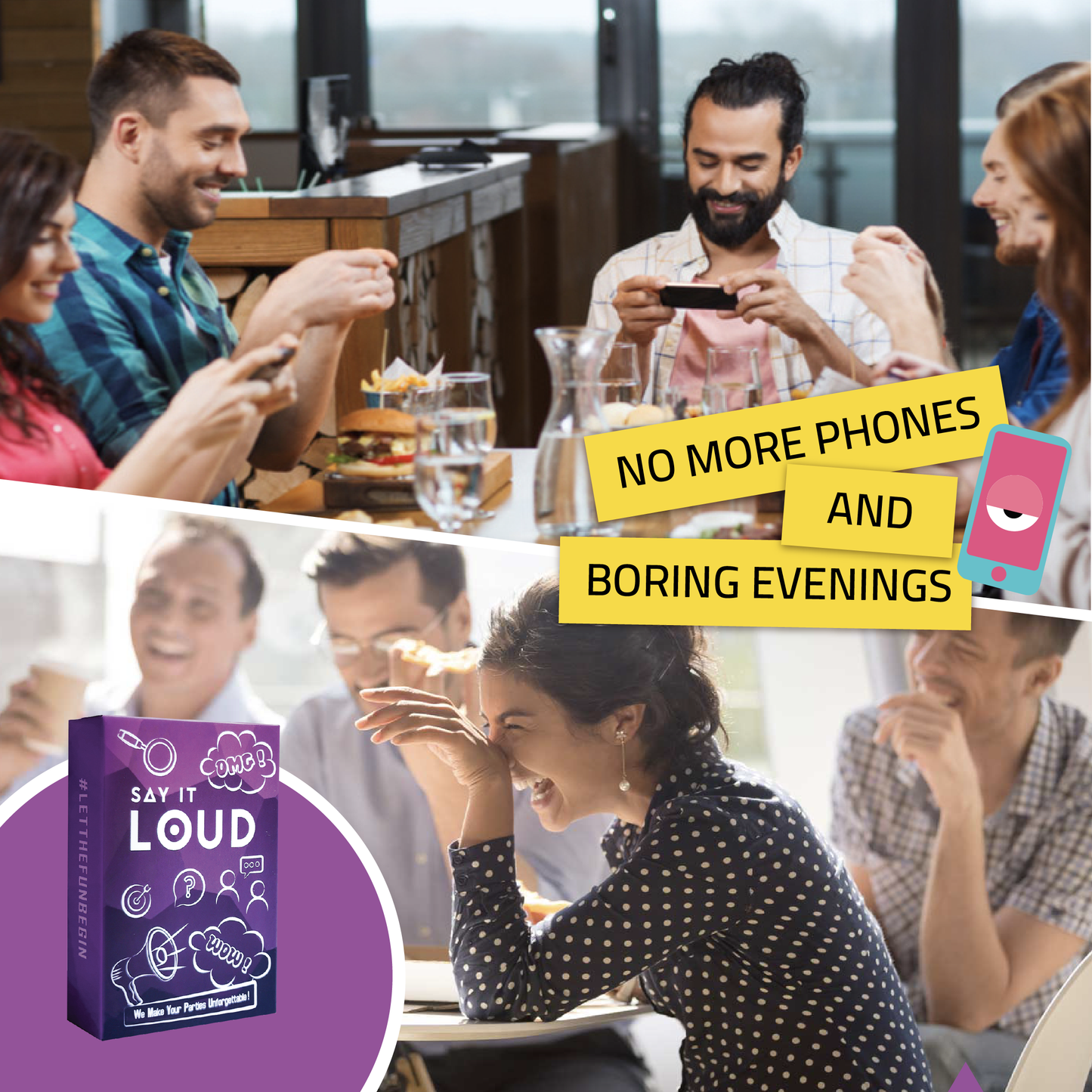 Say it Loud - 3-10 Players Share Your Funny Life Story; Adult Card Game Gift For Birthday or Dinner Party Quiz Game; Great Fun