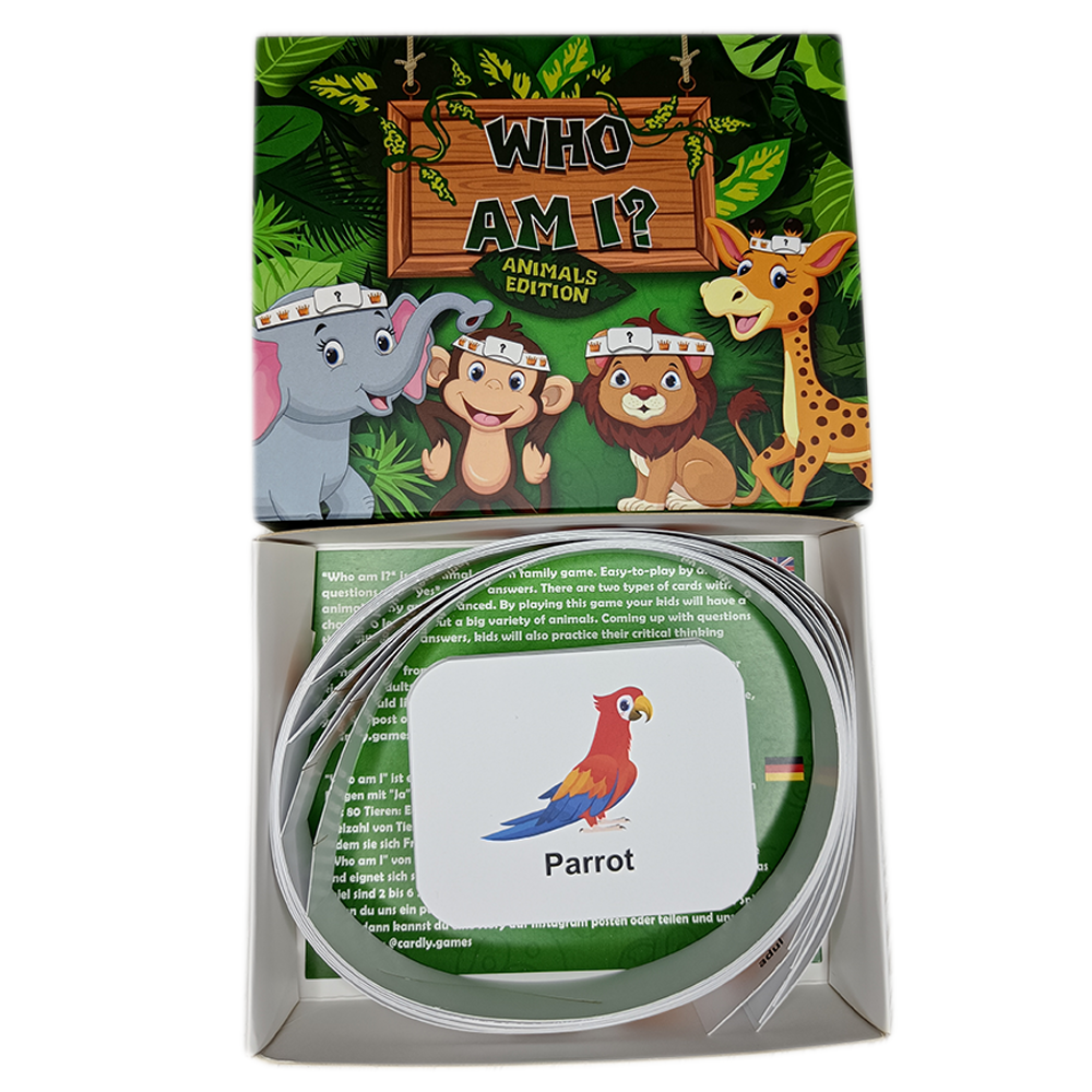 Who Am I? Funny Guessing Game for Kids and Families, Animal Edition, Birthday, Travel Game, For Boys and Girls